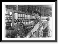 Historic Framed Print, Spinner in Vivian Cotton Mills, Cherryville, N.C. Been at it 2 years. Where will her good looks be in ten years?. Location: Cherryville, North Carolina.,  17-7/8" x 21-7/8"