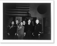 Adm. Kichisaburo Nomura, 1877-1964, standing beneath U.S. and Japanese flags with group of U.S. and Japanese military officers at Hotel Plaza reception, N.Y.C. March 5, 1941 Timeless Wall Art Pri