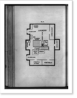 The New Housekeeper's Manual, 1873, by Catherine E. Beecher and Harriet Beecher Stowe, p. 40, floor plan of laundry and food storage rooms, Antique Print