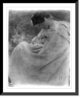 Historic Framed Print, [Woman in white cape, breastfeeding a baby],  17-7/8" x 21-7/8"