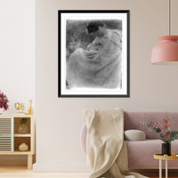 Historic Framed Print, [Woman in white cape, breastfeeding a baby],  17-7/8" x 21-7/8"