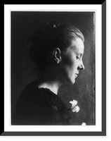 Historic Framed Print, [Young woman in black with flower, profile],  17-7/8" x 21-7/8"