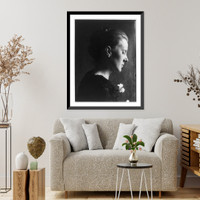 Historic Framed Print, [Young woman in black with flower, profile],  17-7/8" x 21-7/8"