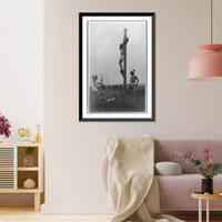 Historic Framed Print, [Crucifixion, profile, left, with two Roman soldiers],  17-7/8" x 21-7/8"