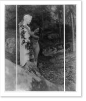 Nude youth with laurel wreath embracing Herm of Pan, Vintage Poster