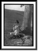 Historic Framed Print, [Nude young person with pan pipes and leopard skin, in nature],  17-7/8" x 21-7/8"