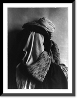 Historic Framed Print, [Person in elaborate costume and turban, three-quarter length, rear view, face turned away],  17-7/8" x 21-7/8"