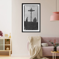 Historic Framed Print, [Crucifixion, frontal, with Mary and St. John(?)],  17-7/8" x 21-7/8"