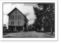 Bank building exteriors: Bank building, Stockport, Ohio. Masonic symbol on side, Historic Print