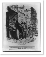 Illus. from Charles Dickens' novel: Oliver Twist watching the Artful Dodger" pick a man's pocket" Classic, Vintage Print
