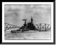 The battle cruiser RENOWN approaching the Forth Bridge, after leaving Rosyth for a North Sea sweep, Vintage Print