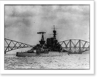The battle cruiser RENOWN approaching the Forth Bridge, after leaving Rosyth for a North Sea sweep, Vintage Print