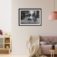 Historic Framed Print, Woman carrying flowers home. W. Broadway, N.Y. Location: New York, New York (State),  17-7/8" x 21-7/8"