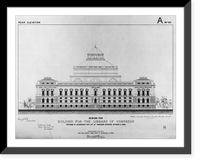 Historic Framed Print, [Library of Congress, Washington, D.C. Rear elevation, A series],  17-7/8" x 21-7/8"