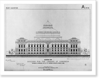 Historic Framed Print, [Library of Congress, Washington, D.C. Rear elevation, A series],  17-7/8" x 21-7/8"