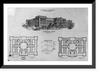Library of Congress, Washington, D.C. Perspective rendering and plan of 1st and 2nd stories Classic, Antique Wall Art