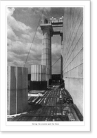 Historic Framed Print, Setting the columns and frieze [of the Lincoln Memorial],  17-7/8" x 21-7/8"