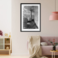Historic Framed Print, Setting the columns and frieze [of the Lincoln Memorial],  17-7/8" x 21-7/8"