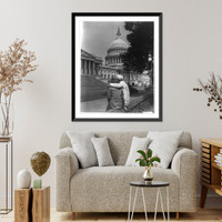 Historic Framed Print, Capitol Muscles in on the Moon,  17-7/8" x 21-7/8"