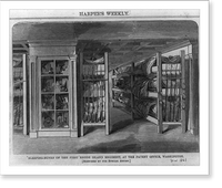 Historic Framed Print, Sleeping bunks of the First Rhode Island Regiment, at the Patent Office, Washington,  17-7/8" x 21-7/8"