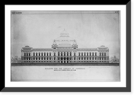 Historic Framed Print, Designs for Building for the Library of Congress: Front elevation, no. VI,  17-7/8" x 21-7/8"