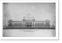 Historic Framed Print, Designs for Building for the Library of Congress: Front elevation, no. VI,  17-7/8" x 21-7/8"