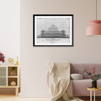 Historic Framed Print, Designs for Building for the Library of Congress: Rear elevation, no. VIII,  17-7/8" x 21-7/8"