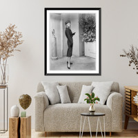 From the Fall 1956 collection of Adele Simpson. an imported wool tweed three-piece suit in Burma Ruby, Vintage Poster