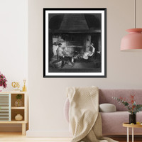 The old folks at home - interior of an Irish Cabin, Vintage Poster
