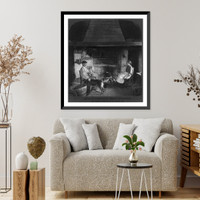 The old folks at home - interior of an Irish Cabin, Vintage Poster