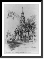 Historic Framed Print, St. Michael's Church, Meeting St. S. - Charleston, S.C. - Built 1752,  17-7/8" x 21-7/8"
