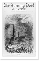 4 newspaper cartoons relating to the fuel shortage in the U.S. in Jan. 1918: Coal". Darkened scene of Statue of Liberty in bkg; tugs & barges in fg.", Vintage Print