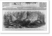 Historic Framed Print, The Battle of Pittsburg Landing [Shiloh, Tenn., April 1862]: Burning the dead horses near the Peach Orch.,  17-7/8" x 21-7/8"