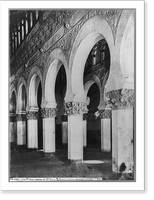 Historic Framed Print, [Toledo, Spain - interior view of St. Maria La Blanca, showing arched columns],  17-7/8" x 21-7/8"
