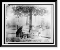 Old African-American man selling strawberries on street, Washington, D.C. - two small boys, one White and one African-American, are looking at the strawberries, Antique Poster