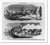 Two views: Group of guns and gun carriages dismantled by Major Anderson at Fort Moultire; Battery at Fort Moultrie, bearing on Fort Sumter, Antique Poster