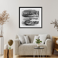 Two views: Group of guns and gun carriages dismantled by Major Anderson at Fort Moultire; Battery at Fort Moultrie, bearing on Fort Sumter, Antique Poster
