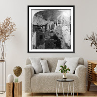 Dismantled towers, and turrets broken, Cliff Palace in the Mesa Verde, Colo., U.S.A., on line R.G. & S.R.R, Vintage Poster