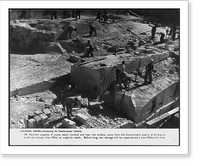Maltese workers cutting stone from the government quarry at Kirkop to rebuild war-torn Malta, Vintage Wall Art