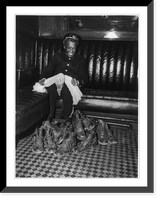 Pullman porter African American buffing pile of Army boots, Historic Print