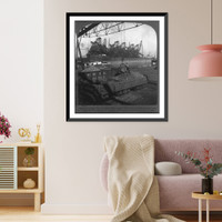 Unloading iron ore from lake vessels (old method in foreground, new in distance), Cleveland, Ohio, Historic Print