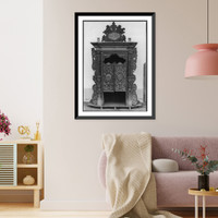 Historic Framed Print, Carved wood confessional from Spanish colonial period, Paraguay,  17-7/8" x 21-7/8"
