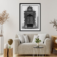 Historic Framed Print, Carved wood confessional from Spanish colonial period, Paraguay,  17-7/8" x 21-7/8"