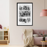 Historic Framed Print, An artist's rambles in Washington: the artist's arrival at the Capital [and] Washingotn ladies marketing: [small African American boys fighting to carry man's luggage and woman's market basket]; Open-air,  17-7/8" x 21-7/8"