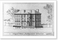 Repro. of 9 architectural drawings of Octagon house and outbuildings, Wash. D.C.: Southwestern elevation: Pl. 9, Antique Poster