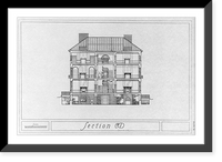 Repro. of 9 architectural drawings of Octagon House and outbuildings, Wash. D.C.: Section CD - pl. 11, Historic Print