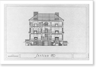 Repro. of 9 architectural drawings of Octagon House and outbuildings, Wash. D.C.: Section CD - pl. 11, Historic Print
