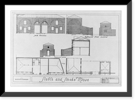 Repro. of 9 architectural drawings of Octagon House and outbuildings, Wash. D.C.: Stable and smoke house - pl. 30, Antique Wall Art