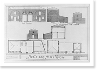 Repro. of 9 architectural drawings of Octagon House and outbuildings, Wash. D.C.: Stable and smoke house - pl. 30, Antique Wall Art