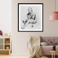 Historic Framed Print, Nude with folded hands,  17-7/8" x 21-7/8"
